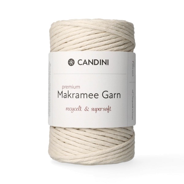 Premium Makramee Garn, 4mm, gezwirnt - natur