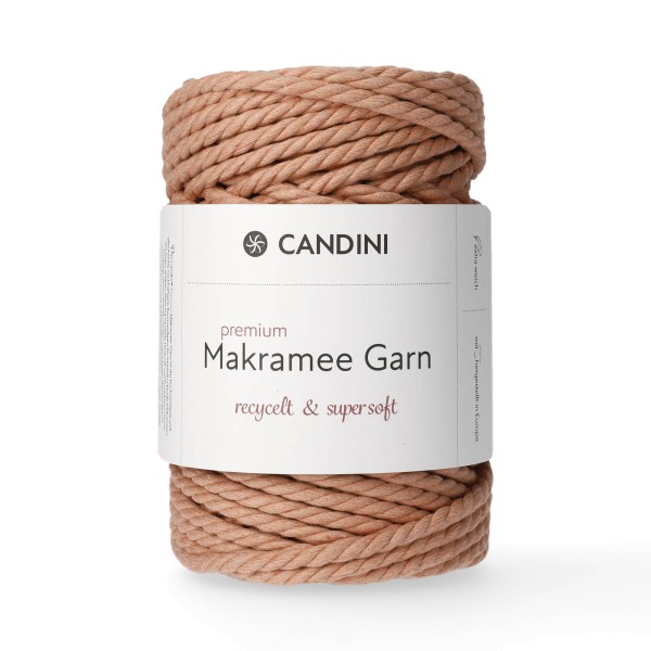 Premium Makramee Garn, 6mm, gekordelt - light peach