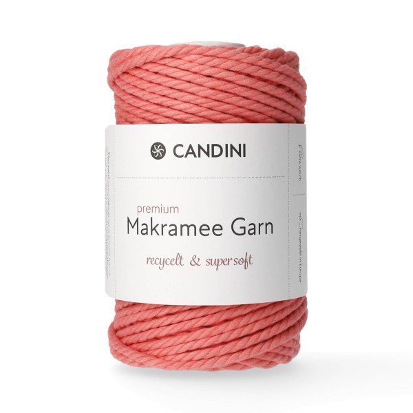 Premium Makramee Garn, 4mm, gekordelt - flamingo