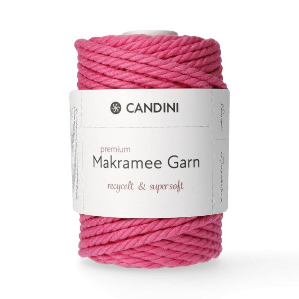 Premium Makramee Garn, 6mm, gekordelt - fuchsia