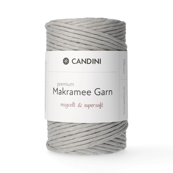 Premium Makramee Garn, 4mm, gezwirnt - silbergrau