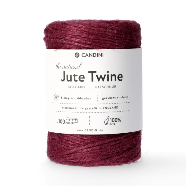Candini Jutegarn, rot bordeaux weinrot, 100m, juteschnur, Jutekordel zum häkeln kaufen