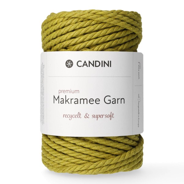 Premium Makramee Garn, 6mm, gekordelt - pistazie