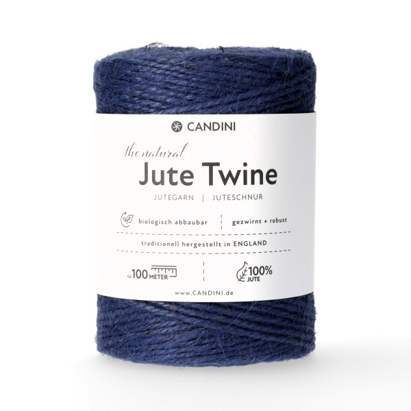 Candini Jutegarn, blau navy dunkelblau, 50m, juteschnur, Jutekordel zum häkeln kaufen