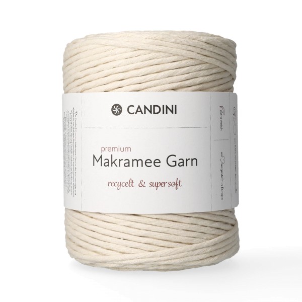 Premium Makramee Garn, 4mm, gezwirnt - natur