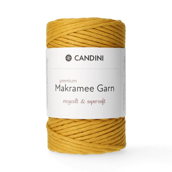 Premium Makramee Garn, 4mm, gezwirnt - senfgelb